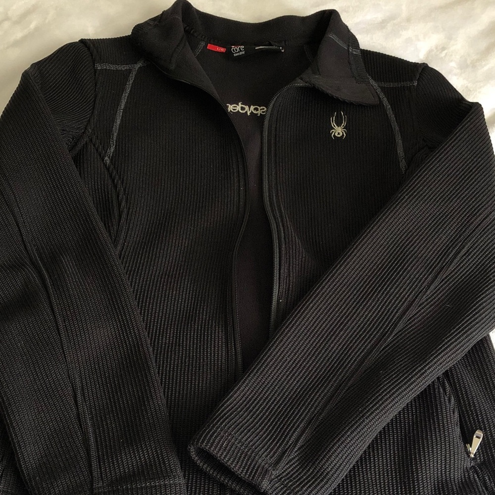 Spyder Women's Black Ribbed Full-Zip Jacket